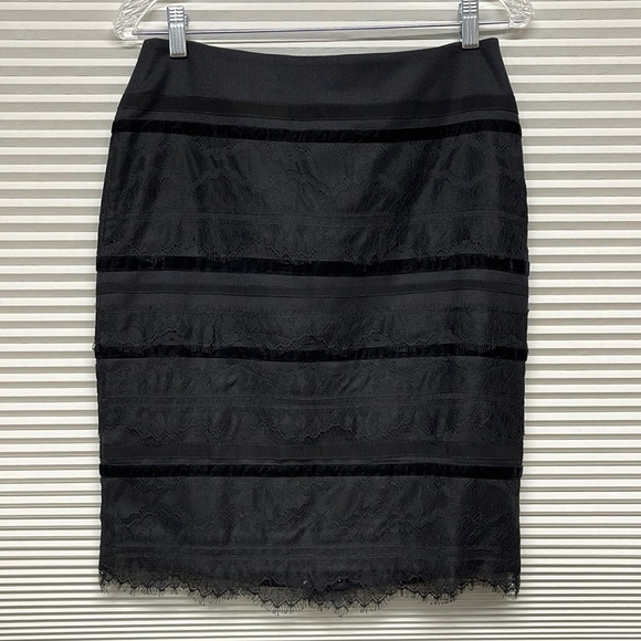 Talbots NWT Black Wool Lace Detail Skirt Size 4P - Picture 1 of 9